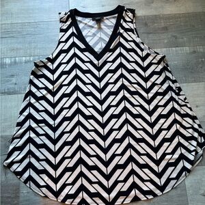 Alfani Black and Cream Chevron Tank Top 2X plus size